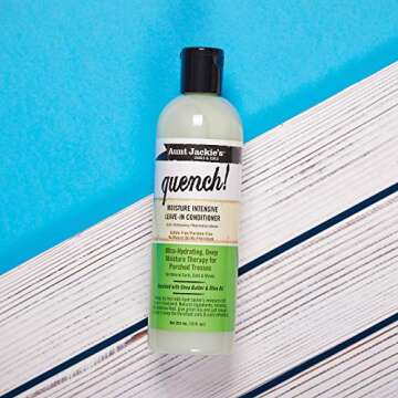 Aunt Jackie's Curls and Coils Quench Moisture Intensive Leave-In Hair Conditioner for Natural Curls, Coils and Waves, Enriched with Shea Butter, 12 oz