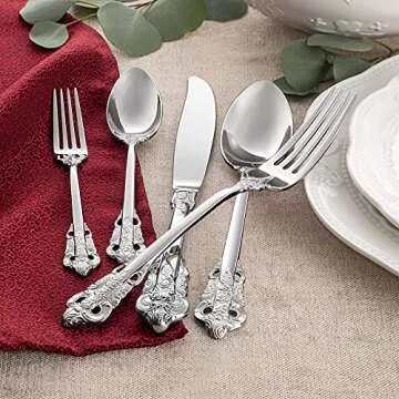 KEAWELL Luxury 20 Pieces 18/10 Stainless Steel Flatware set, Service for 4, silver plated with gold accents, Fine Silverware set and Dishwasher Safe (Silver)