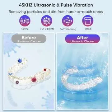 Ultrasonic Retainer-Cleaner, 45kHz Retainer Cleaner Ultrasonic Machine for Dentures, Night Guard Mou...