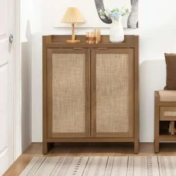 SICOTAS Rattan Shoe Cabinet - Stylish Storage Organizer