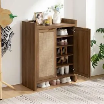 SICOTAS Rattan Shoe Cabinet - Stylish Storage Organizer