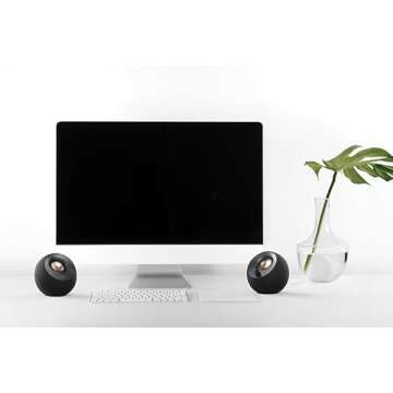 Creative Pebble V2 - Minimalistic 2.0 USB-C Powered Desktop Speakers, 3.5 mm AUX-in, Up to 8W RMS Po...