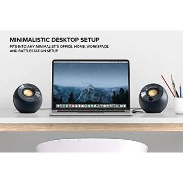 Creative Pebble V2 - Minimalistic 2.0 USB-C Powered Desktop Speakers, 3.5 mm AUX-in, Up to 8W RMS Power for Computers and Laptops, Type-A Adapter Included and Extended Cable (Black)