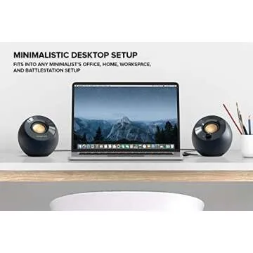 Creative Pebble V2 - Minimalistic 2.0 USB-C Powered Desktop Speakers, 3.5 mm AUX-in, Up to 8W RMS Power for Computers and Laptops, Type-A Adapter Included and Extended Cable (Black)