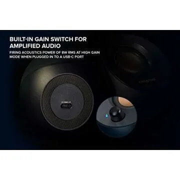 Creative Pebble V2 - Minimalistic 2.0 USB-C Powered Desktop Speakers, 3.5 mm AUX-in, Up to 8W RMS Power for Computers and Laptops, Type-A Adapter Included and Extended Cable (Black)