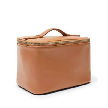 Leatherology Cognac Small Train Case - Travel-sized Storage with Water-resistant Design