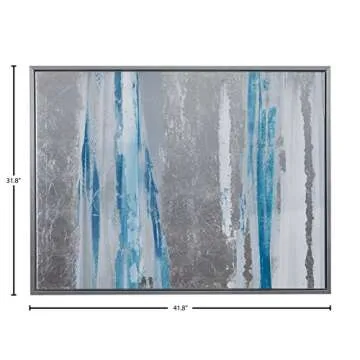 Stone & Beam Modern Blue Silver Abstract Wall Art 41.75" x 31.75"