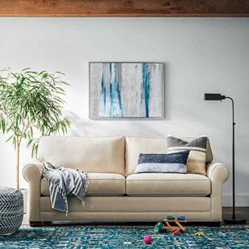Stone & Beam Modern Blue Silver Abstract Wall Art 41.75" x 31.75"