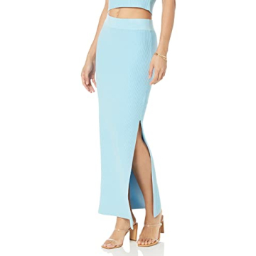 The Drop Women's Tyler Rib Sweater Skirt in Sky Blue - Flattering Plus Size Fashion