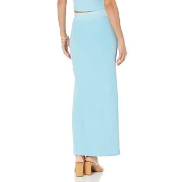 Stylish Plus Size Tyler Rib Sweater Skirt in Sky Blue