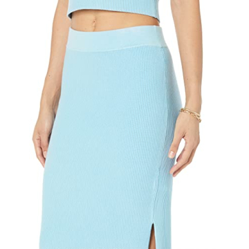 Stylish Plus Size Tyler Rib Sweater Skirt in Sky Blue