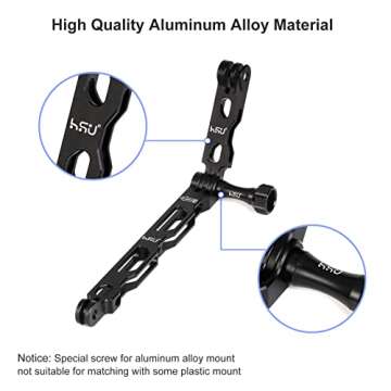HSU (7 Pcs) All Aluminum Alloy Extension Arm Kit Metal Pole Mount Helmet Stick Extension Arm Mount for GoPro Hero 13/12/11/10/9/8/7/6/5 Black, DJI Osmo Action and More (11.8”/6.5”/3.3”) (Black)