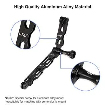 HSU (7 Pcs) All Aluminum Alloy Extension Arm Kit Metal Pole Mount Helmet Stick Extension Arm Mount for GoPro Hero 13/12/11/10/9/8/7/6/5 Black, DJI Osmo Action and More (11.8”/6.5”/3.3”) (Black)
