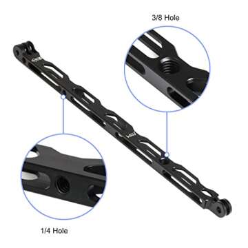 HSU (7 Pcs) All Aluminum Alloy Extension Arm Kit Metal Pole Mount Helmet Stick Extension Arm Mount for GoPro Hero 13/12/11/10/9/8/7/6/5 Black, DJI Osmo Action and More (11.8”/6.5”/3.3”) (Black)