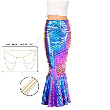 Spooktacular Creations Adult Metallic Hologram Shiny Mermaid Skirt Costume Role Play