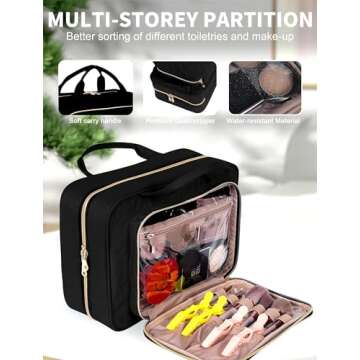 BALULHG Black Toiletry Bag with Hanging Hook for Travel