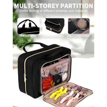 BALULHG Black Toiletry Bag with Hanging Hook for Travel