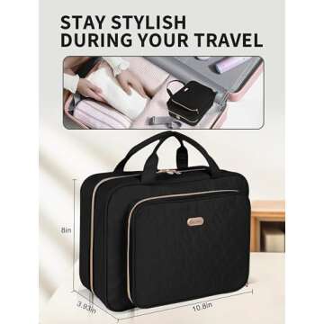 BALULHG Black Toiletry Bag with Hanging Hook for Travel