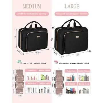 BALULHG Black Toiletry Bag with Hanging Hook for Travel