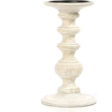 Hosley White Wooden Pillar Candle Holder Country Style 7 Inch High Ideal Gift for Wedding Party Special Occasion or as a Candle Holder W1