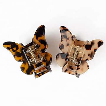 JIRIS 2PCS 3Inches hair claw clips Banana Clips Barrettes French Design celluloid Leopard print Small Butterfly amber Fashion Accessories for Women hair clipe