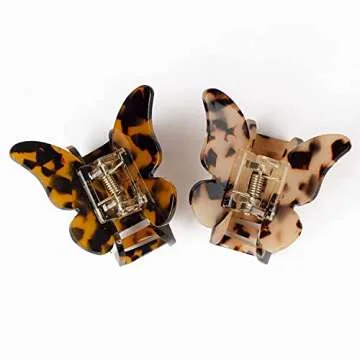 JIRIS 2PCS 3Inches hair claw clips Banana Clips Barrettes French Design celluloid Leopard print Small Butterfly amber Fashion Accessories for Women hair clipe
