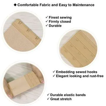 Longline Back Bras Extenders for Sport Nursing Maternity or Pregnancy Women to Get Bra Extended, Adjustable 2 Hooks Black White and Skin Color Bra Strap Extender, Pack of 3