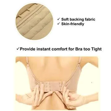 Longline Back Bras Extenders for Sport Nursing Maternity or Pregnancy Women to Get Bra Extended, Adjustable 2 Hooks Black White and Skin Color Bra Strap Extender, Pack of 3