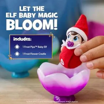 The Elf on the Shelf Frost Pips Mini Blooms Elf Baby Boy with Blue Eyes - Includes Frost Flower Cradle - for Ages 3 Years and Above