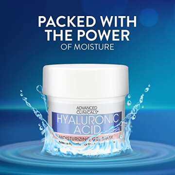 Advanced Clinicals Hyaluronic Acid Gel Facial Mask Skin Care Treatment, Brightening, Hydrating Anti ...