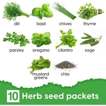 REALPELATED Indoor Herb Garden Kit 10 Non-GMO Herbs- Window Herb Garden Kit with 10 Reusable Pots, H...