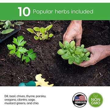 REALPELATED Indoor Herb Garden Kit 10 Non-GMO Herbs- Window Herb Garden Kit with 10 Reusable Pots, Herbs, Drip Trays, Soil Discs - Window Plant Growing Kit - Kitchen Herb Garden Kit Herb Garden Gift