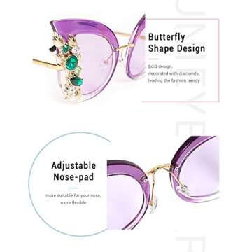 Slocyclub Halloween Glasses Jeweled Sunglasses, Funky Butterfly Shaped Sunglasses, Oversized Rhinestone Sunglasses for Women, Unique Sunglasses with UV400 Protection, Colorful Fun Sunglasses