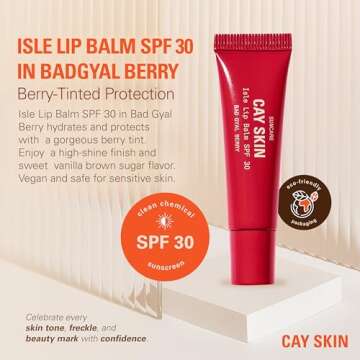 Cay Skin Isle Lip Balm with SPF 30 – Bad Gyal Berry – w/Sea Moss, Aloe Stem Cells & More – Veg...