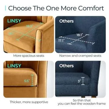 LINSY Velvet Accent Chair, Barrel Chair with Ottoman, Modern Comfy Reading Chair Armchair for Living Room Study Room Office, Yellow