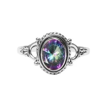 Nartiya Mystic Topaz Stone Ring - Elegant 925 Sterling Silver for Women and Girls