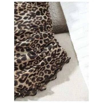 SHENHE Women's Leopard Print Mesh Tube Twist Front Strapless Ruched Sexy Y2k Tube Tops Brown Medium