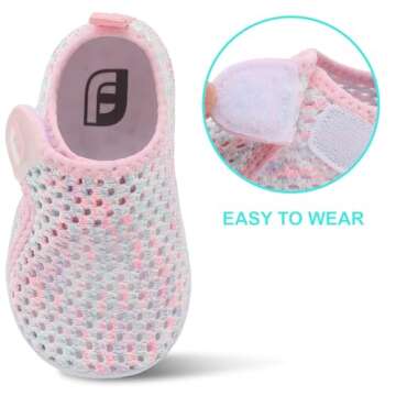 Toddler Water Shoes Baby Water Sandals Quick Dry Non-Slip Water Barefoot Swim Shoes Walking Shoes Sock Shoes for Kids Boys Girls Color WhitePink 18-24 Months Infant
