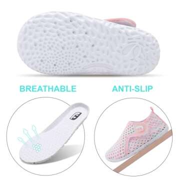 Toddler Water Shoes Baby Water Sandals Quick Dry Non-Slip Water Barefoot Swim Shoes Walking Shoes Sock Shoes for Kids Boys Girls Color WhitePink 18-24 Months Infant