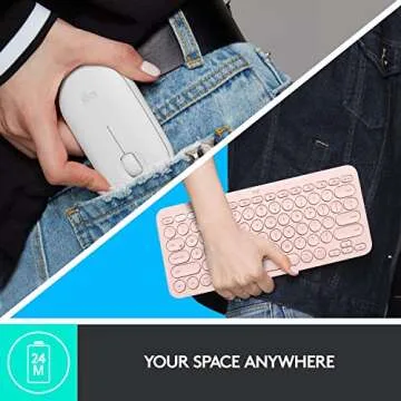 Logitech K380 Multi-Device Wireless Bluetooth Keyboard for Mac + Pebble M350 Wireless Mouse with Bluetooth or USB for iPad, Notebook, PC and Mac - Combo with Slim Portable Design, Quiet Clicks - Rose