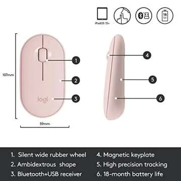 Logitech K380 Multi-Device Wireless Bluetooth Keyboard for Mac + Pebble M350 Wireless Mouse with Bluetooth or USB for iPad, Notebook, PC and Mac - Combo with Slim Portable Design, Quiet Clicks - Rose