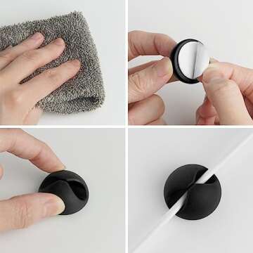 tifanso 6PCS Cable Clips Black - Adhesive Cord Cable Clips Holder Wire Organizer for Desk, Wire Holders for Cords, Nightstand, Home and Office