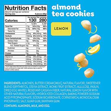 Highkey Healthy Keto Snack Cookies - Low Sugar Cookie Almond Wafer & Tea Biscuits, Gluten Free Snacks & Sweets for Diabetic Food & Ketogenic Diet Wafers for Dessert Foods or Paleo Desserts Lemon, 3 pack
