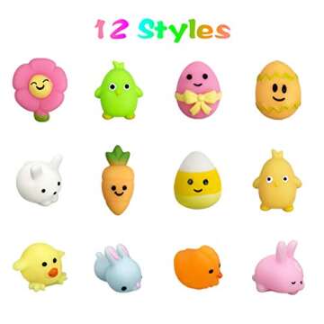 QINGQIU 24 PCS Easter Mochi Squishy Toys for Fun and Stress Relief