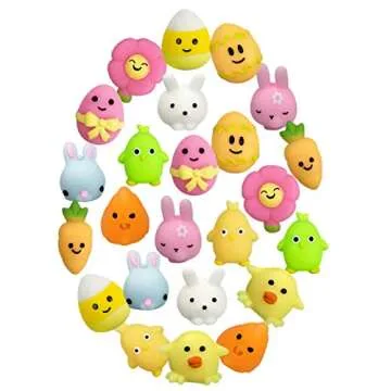 QINGQIU 24 PCS Easter Mochi Squishy Toys for Kids