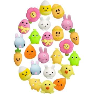 QINGQIU 24 PCS Easter Mochi Squishy Toys for Kids