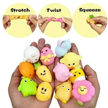 QINGQIU 24 PCS Easter Mochi Squishy Toys for Kids