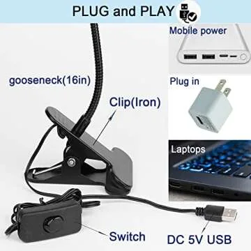 UV LED Black Light Clamp Light, Flexible Gooseneck Design