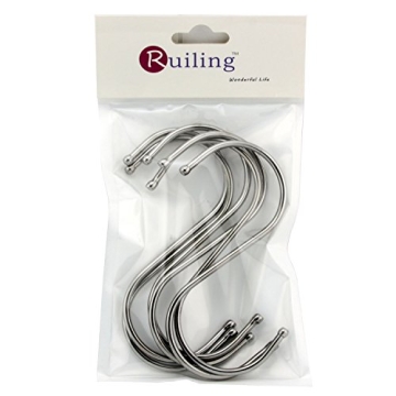 RuiLing 6-Pack Extra Large S Shape Hooks for Multi Uses