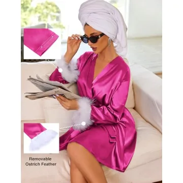 Ekouaer Women's Satin Robes Soft Kimono Bathrobe